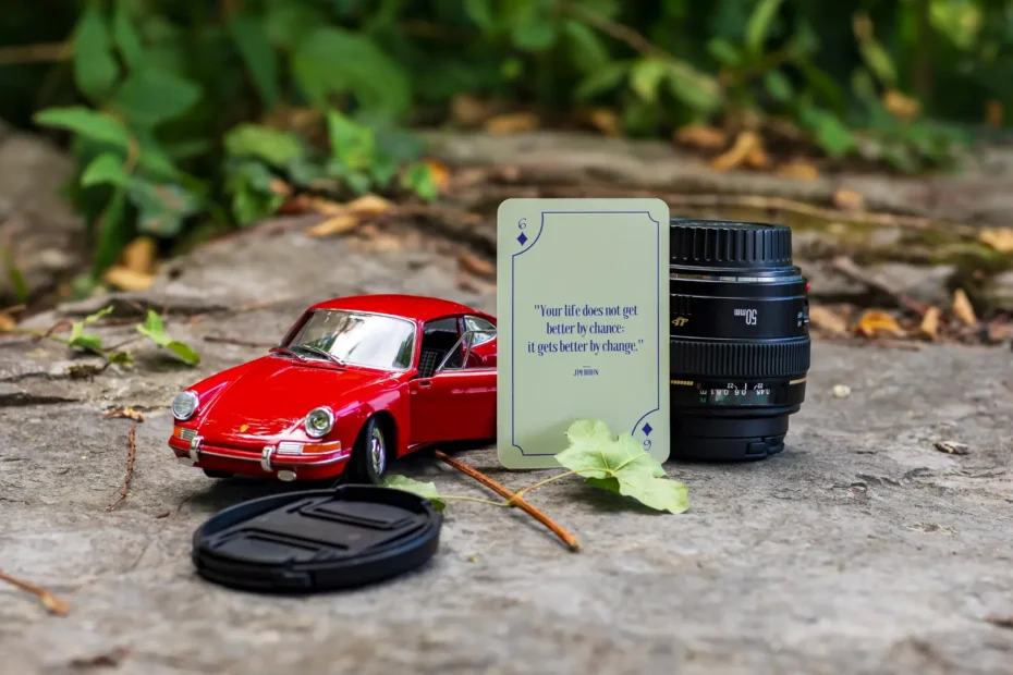 3 components of transition: classic car, lens and skills (the power cards).