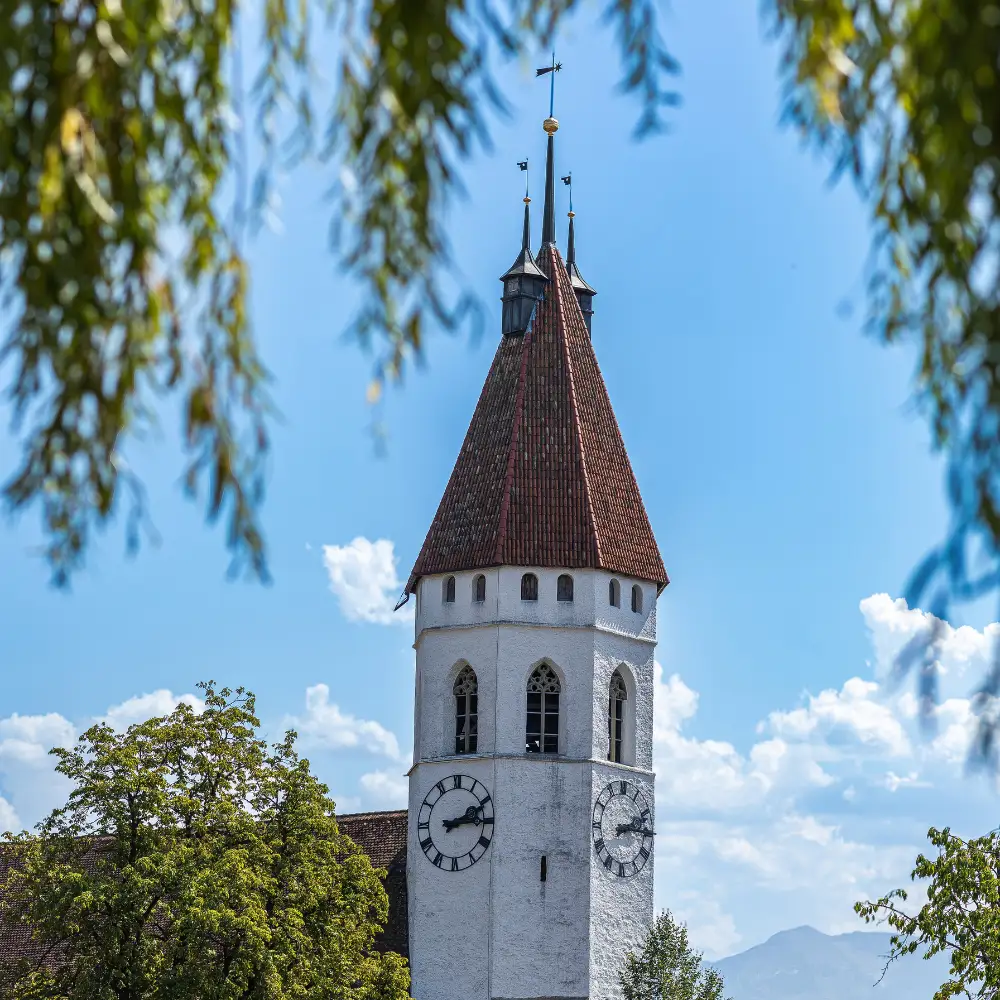 the photo with the Swiss tower (showing time to build! - always positioned in the center of the town)