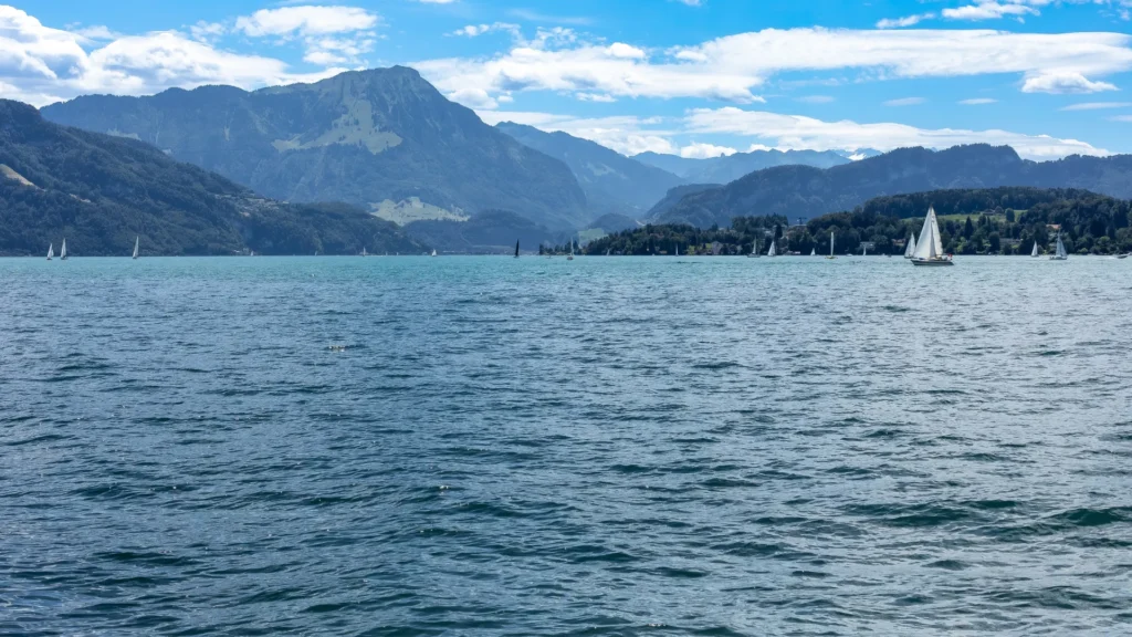 he photo with the Swiss lake and scenery